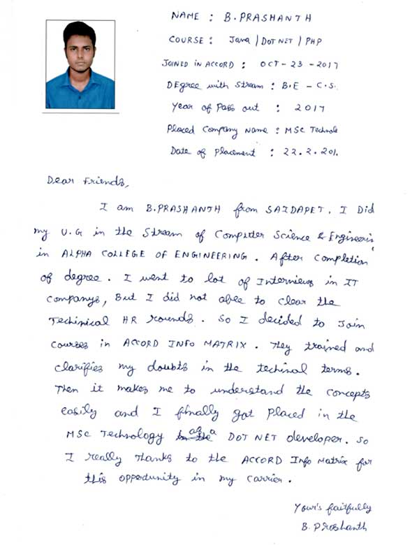 JAVA Student Testimonial