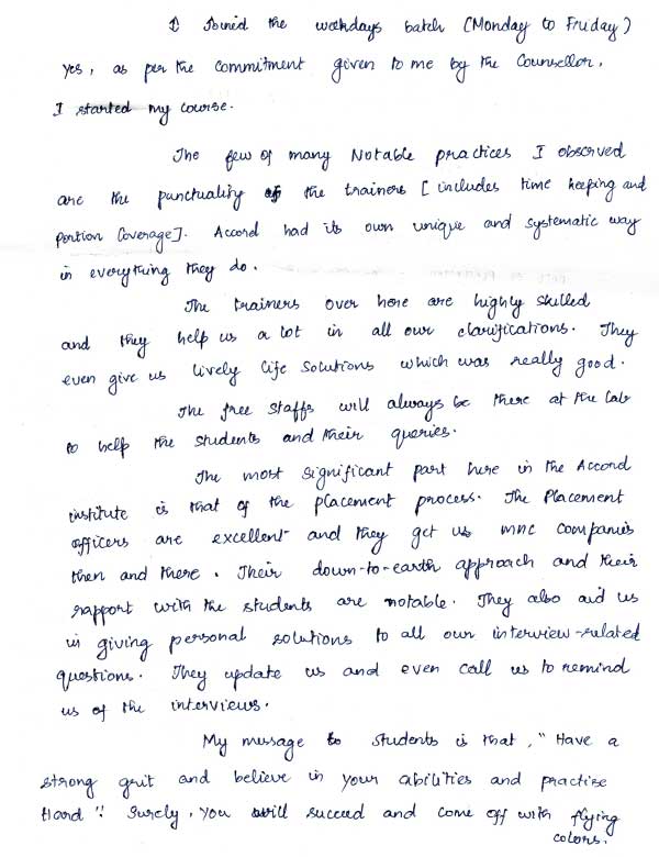 JAVA Student Testimonial