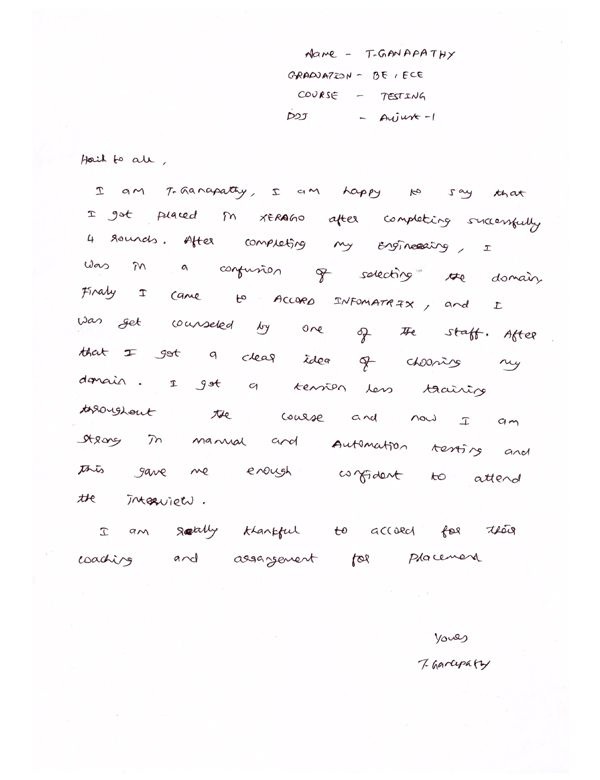 Testing Student Testimonial